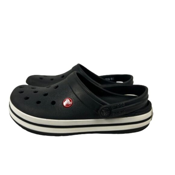 Crocs Womens Clog Shoes Crocband Slip On Casual Comfort Black & White Size 7 - Picture 1 of 9